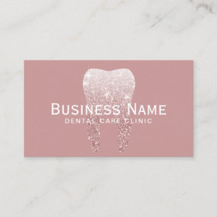 Cartão De Horário Dentista Glitter Dente Elegante Pink Dental Clíni