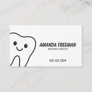 Cartão De Horário Dentista Pediátrico de Dente Feliz Minimista
