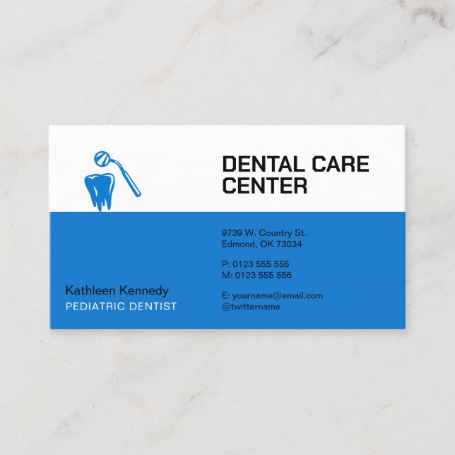 Cartão De Horário Dentista Pediátrico | Prática dentária (Frente)