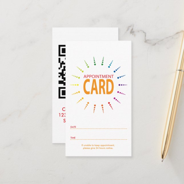 Cartão De Horário designação de código qr rainbowBurst (Frente/Verso In Situ)