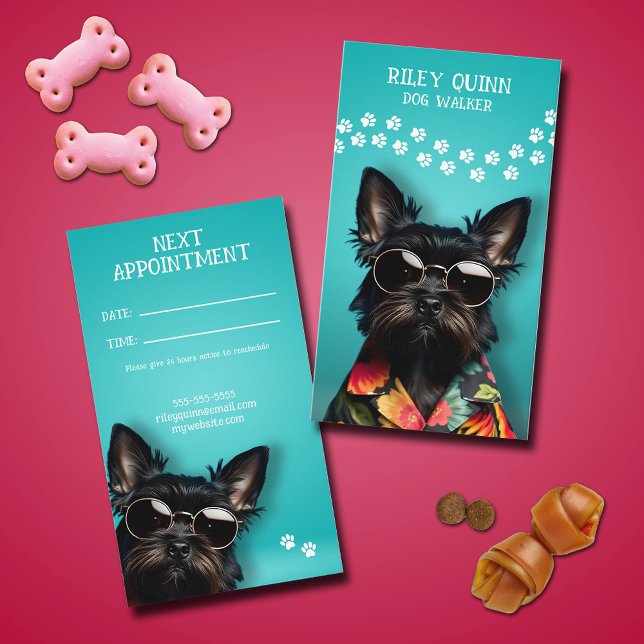 Cartão De Horário Dog Walker (Dog Walker Appointment Cards)