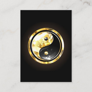 Cartão De Horário Dourado Yin Yang a preto
