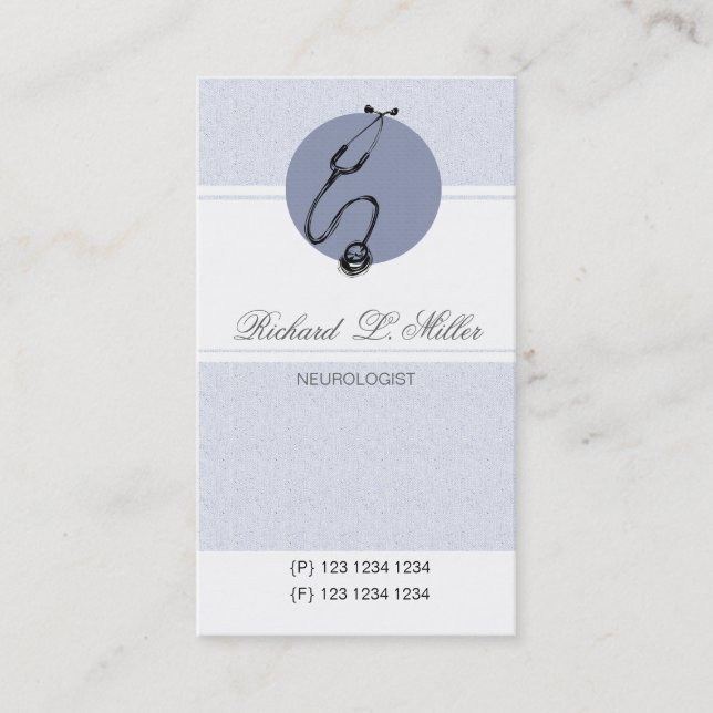 Cartão De Horário Doutor azul Estetoscópio da nomeação dos cuidados (Frente)