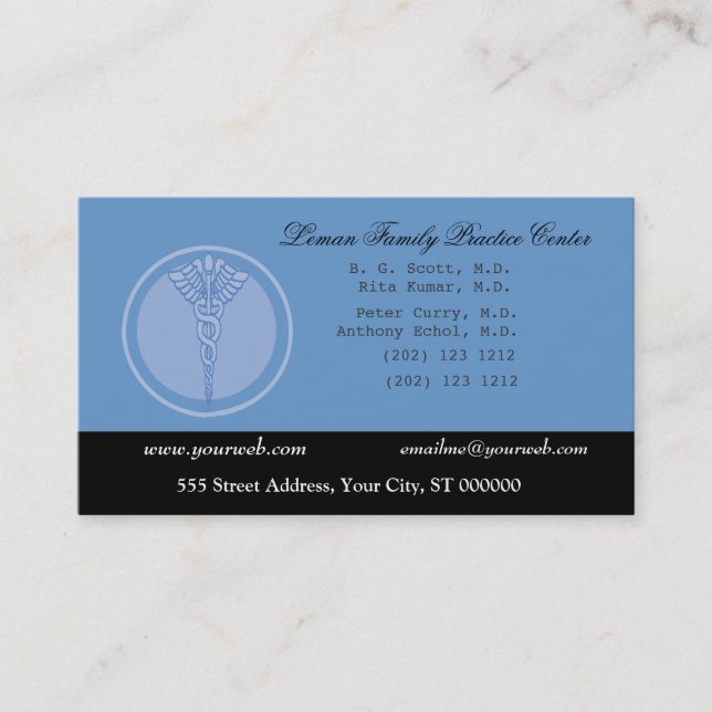 Cartão De Horário Doutor M.D. Negócio e nomeação (Frente)