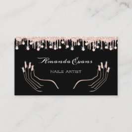 Cartão De Horário Drips Rosa Manicure Unhas Artist Appoint