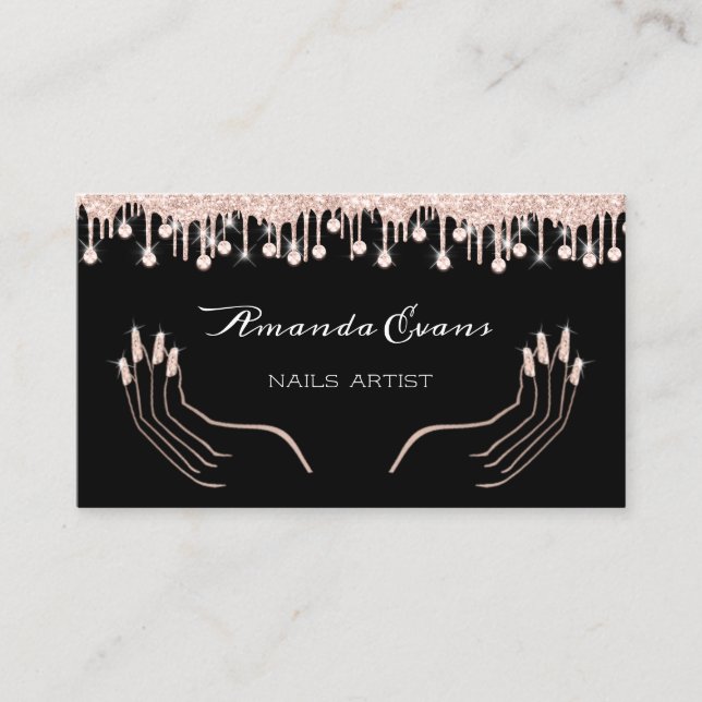 Cartão De Horário Drips Rosa Manicure Unhas Artist Appoint (Frente)