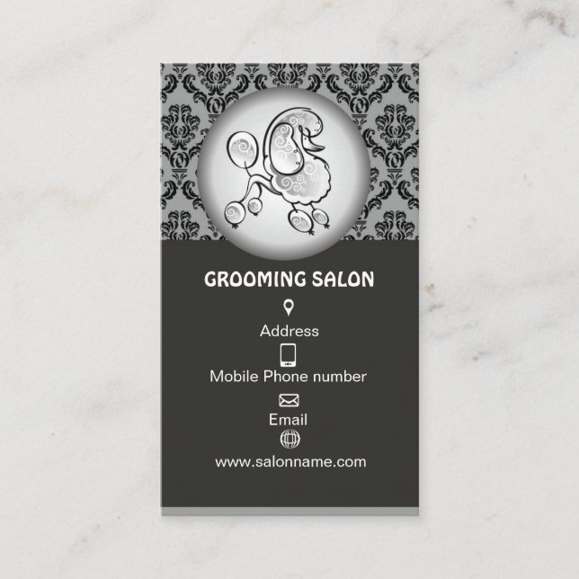 Cartão De Horário Elegant Dog Grooming Salon Business Card  (Frente)