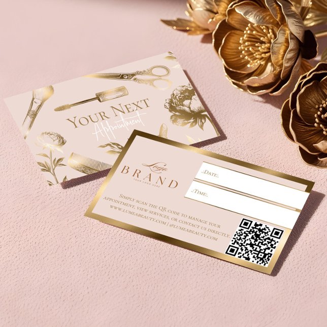 Cartão De Horário Elegant Gold Luxury Beauty Salon Business  (Elegant Gold Luxury Beauty Salon Business Appointment Card)
