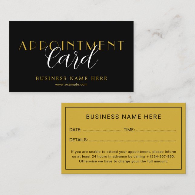 Cartão De Horário Elegant Professional Appointment Card Design (Frente/Verso)