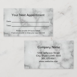 Cartão De Horário Elegante Faux White Marble Professional