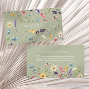 Cartão De Horário Elegante Flor Silvestre Floral Personalizado