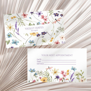 Cartão De Horário Elegante Flor Silvestre Floral Personalizado