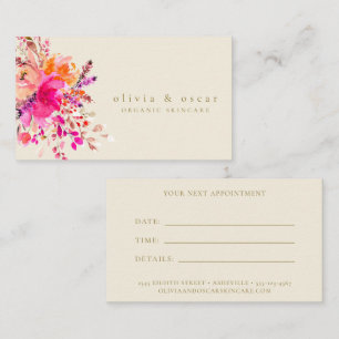 Cartão De Horário Elegante Floral Moderna Beleza em Aquarela Rosa