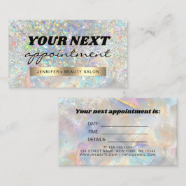Cartão De Horário Elegante Glitter Holográfico Mármore Pastel