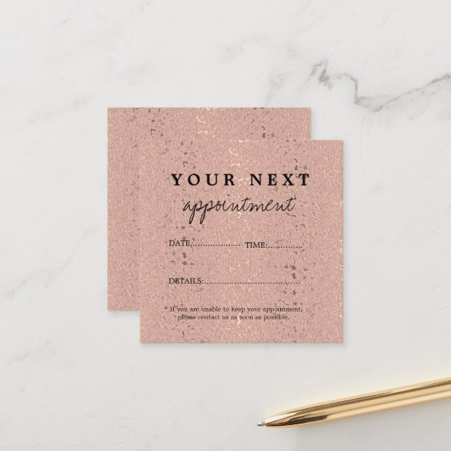 Cartão De Horário Elegante Rosa Dourado Beauty Salon (Frente/Verso In Situ)