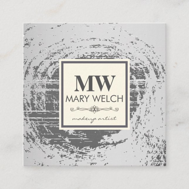 Cartão De Horário Elemento de Rico de Textura Rústica do Monograma (Frente)