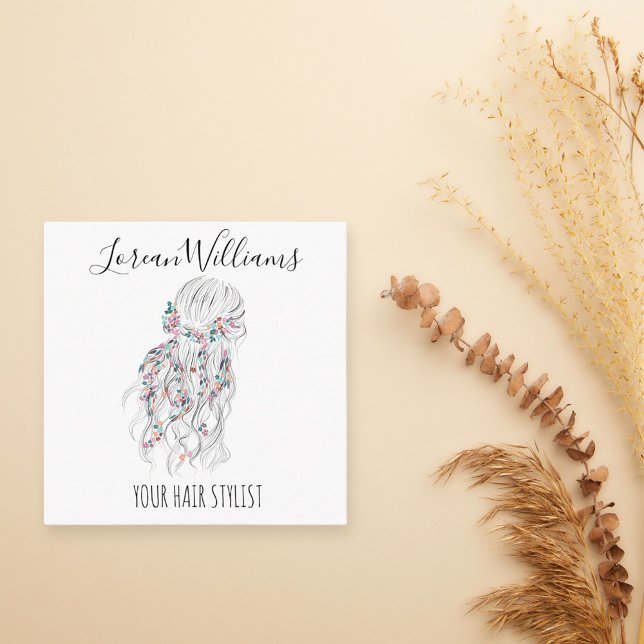 Cartão De Horário Estilo Floral de Cabelo Branco Branco Branco Moder (Criador carregado)