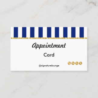 Cartão De Horário Executive Navy Blue Stripes & Gold Reminder