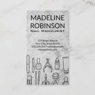 Cartão De Horário Ferramentas de Manicure Fundo Marble