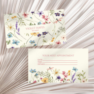 Cartão De Horário Flor Floral Silvestre Selvagem Personalizado Elega