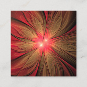 Cartão De Horário Flor fractal de fanfarrão vermelho