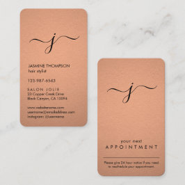 Cartão De Horário Folha De Cobre Simples Monograma Vertical