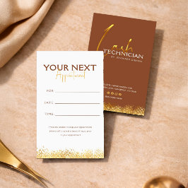 Cartão De Horário Glamorous Gold & Brown Lash Tech