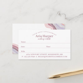 Cartão De Horário Glitter Dourado de Geodo Rosa e Roxo Elegante