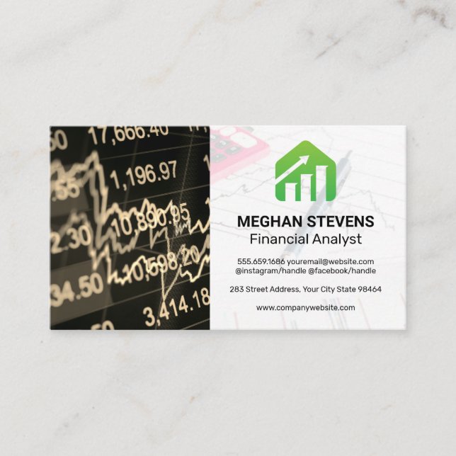 Cartão De Horário Gráfico de Ações do bar | Relatórios financeiros (Frente)