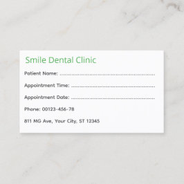 Cartão De Horário Green Medical Dental Appointment Card