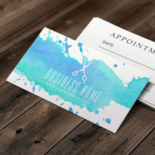 Cartão De Horário Hair Salon Elegant Watercolor Appointment (Criador carregado)