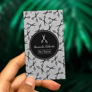 Cartão De Horário Hair Salon Modern Tesoura Prateada