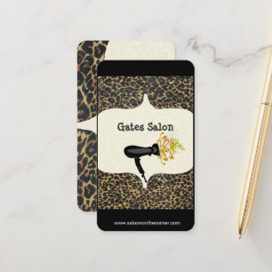 Cartão De Horário Hair Stylist Beauty Salon Spa Leopard Impressão