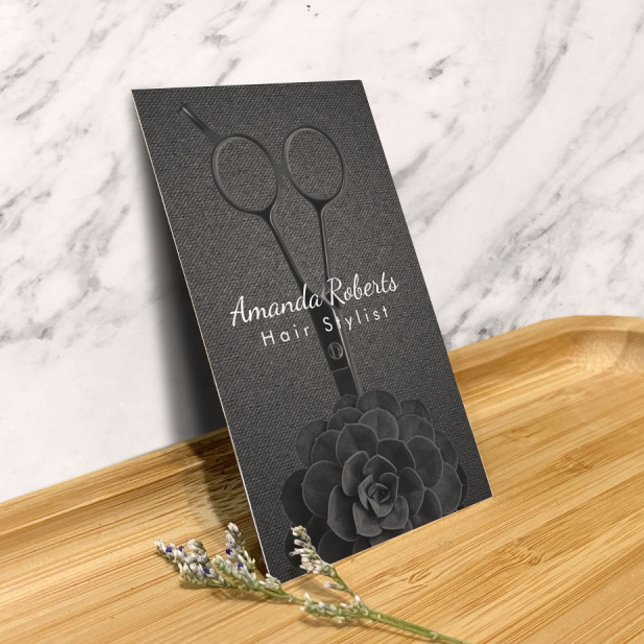 Cartão De Horário Hair Stylist Black Scissor Salon Nomeação (Criador carregado)