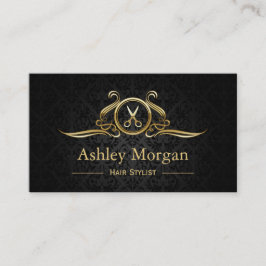 Cartão De Horário Hair Stylist Dourada Tesoura Hair Salon Nomeação
