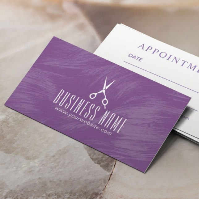 Cartão De Horário Hair Stylist Hairdresser Purple Salon Nomeação (Criador carregado)