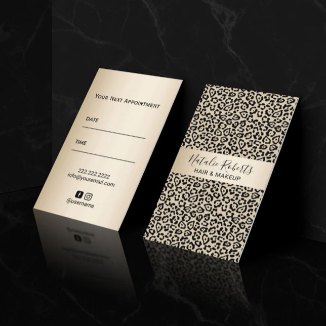 Cartão De Horário Hair Stylist Makeup Artist Leopard Nomeação (Criador carregado)