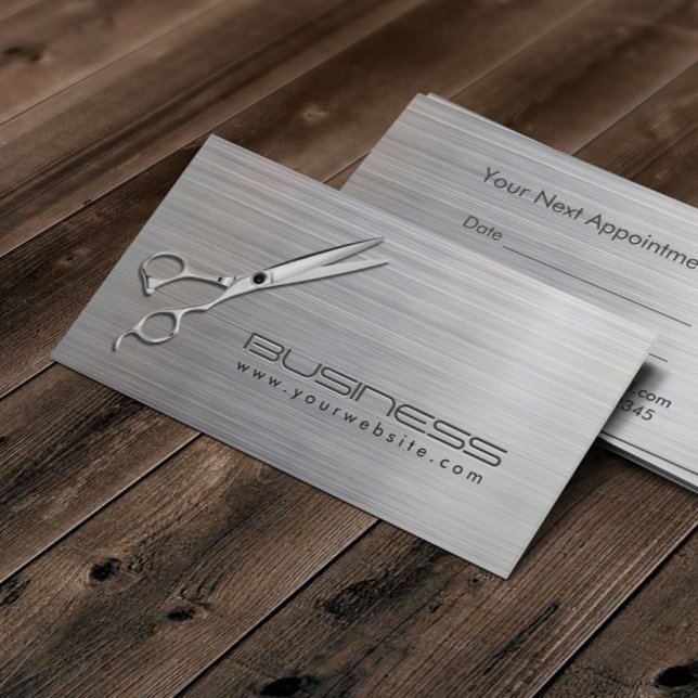 Cartão De Horário Hair Stylist Modern Metal Salon Nomeação (Criador carregado)