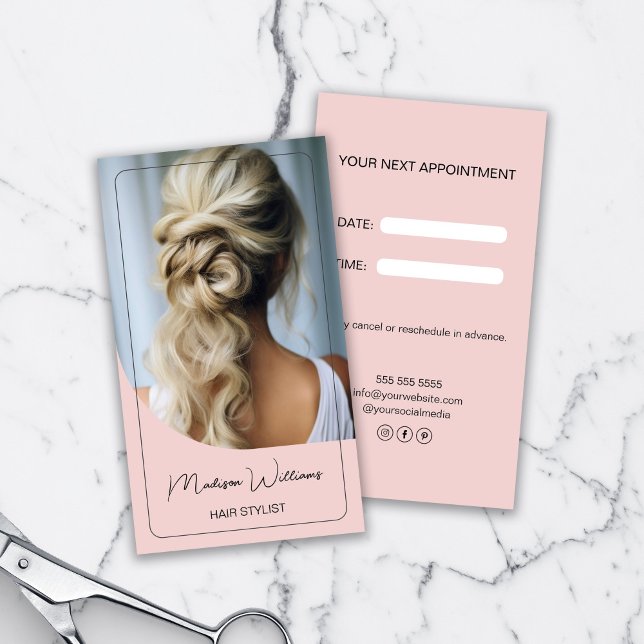 Cartão De Horário Hair Stylist Moderno - Rosa (Hair Stylist Modern Pink Appointment Card)