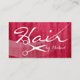 Cartão De Horário Hair Stylist Nomeação de Madeira Vermelha Modern