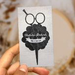 Cartão De Horário Hair Stylist Vintage Black Scissor Salon<br><div class="desc">Cartões De Compromisso Floral Pretos De Estilista De Cabelos E Suculentes.</div>