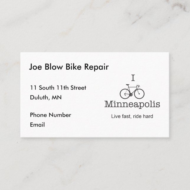 Cartão De Horário I Bike Minneapolis (Frente)