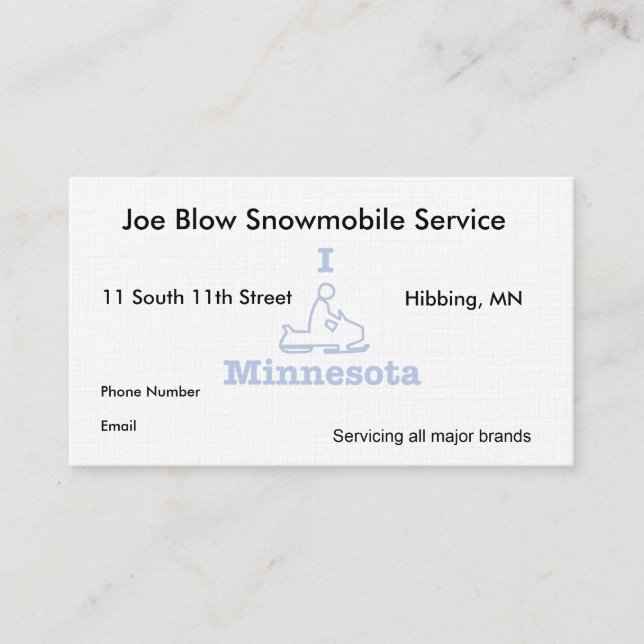 Cartão De Horário I Snowmobile Minnesota (Frente)