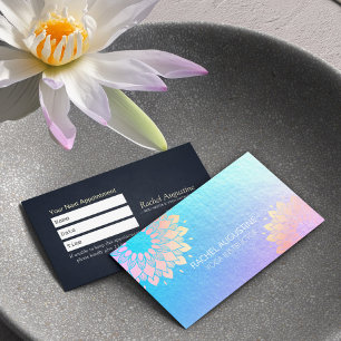 Cartão De Horário Instrutor de Meditação Yoga Rosa Blue Dourado Ma