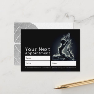 Cartão De Horário Instrutor Yoga Reiki Pose Rei Pigeon com uma perna