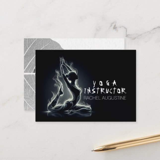 Cartão De Horário Instrutor Yoga Reiki Pose Rei Pigeon com uma perna (Frente/Verso In Situ)