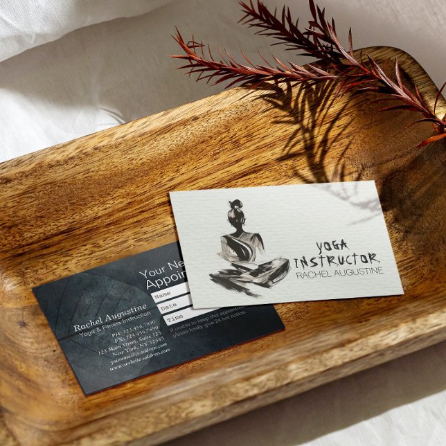 Cartão De Horário Ioga Instrutor Lotus Meditation Pose Brushstrokes (Criador carregado)