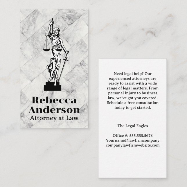 Cartão De Horário Justiça cega | Advogado | Direito | Jurídico (Frente/Verso)