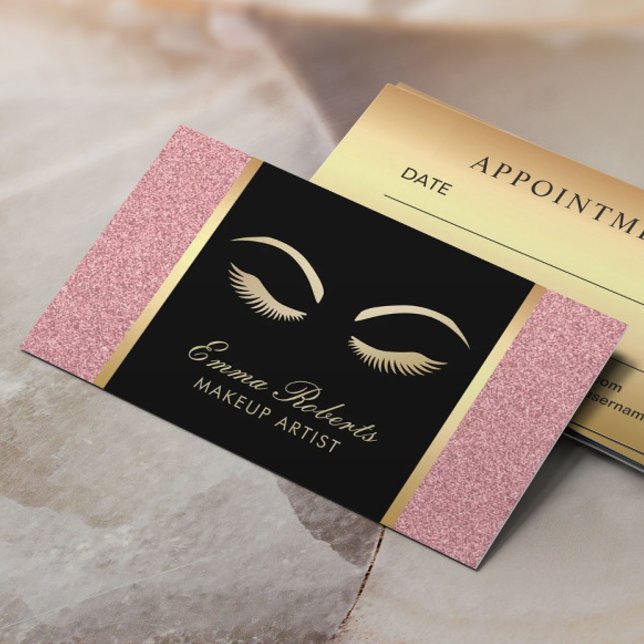 Cartão De Horário Lash & Brow Makeup Artist Beauty Salon Nomeação (Criador carregado)