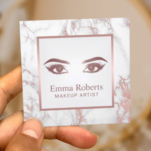 Cartão De Horário Lashes & Brows Makeup Artist Marble Appoint (Criador carregado)